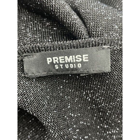 Premise Black Dolman Sleeve Top with Silver Shimmer Size M - Picture 7 of 9